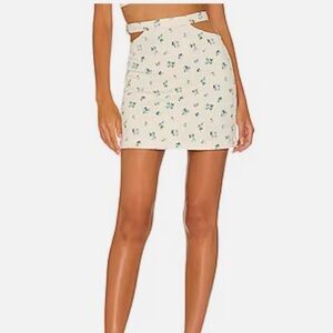 WeWoreWhat Cream Floral Cut Out Mini Skirt